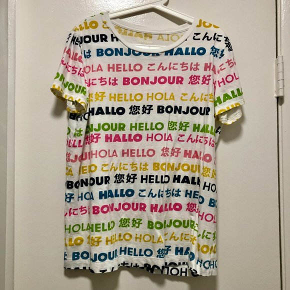 KATE SPADE - Hello Multicolored Greeting Cotton T-Shirt - Women's Size XS - Picture 3 of 6